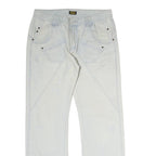 DISSET Mens Jeans White Regular Straight Denim W34 L30 Casual Zip Closure