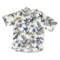 CAMPIA Mens White Green Blue Leaf Print Rayon Shirt XL Summer Casual Holiday