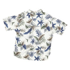 CAMPIA Mens White Green Blue Leaf Print Rayon Shirt XL Summer Casual Holiday