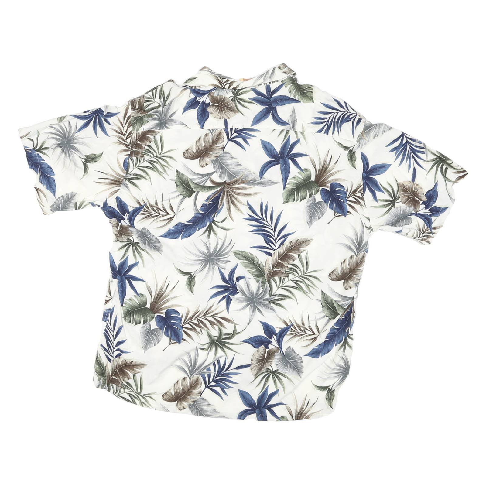 CAMPIA Mens White Green Blue Leaf Print Rayon Shirt XL Summer Casual Holiday