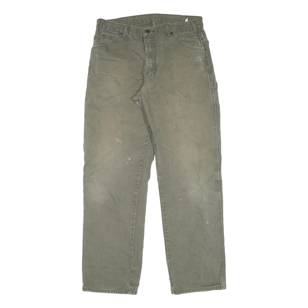 DICKIES Mens Regular Fit Straight Cotton Workwear Jeans W34 L34 Distressed