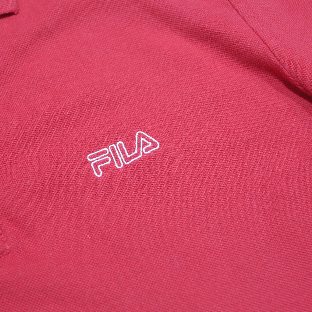 FILA Mens Red Short Sleeve Plain Polo Shirt S Cotton Casual Classic