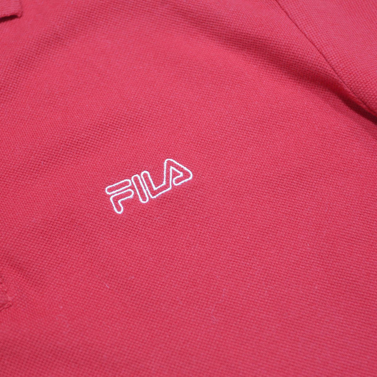 FILA Mens Red Short Sleeve Plain Polo Shirt S Cotton Casual Classic