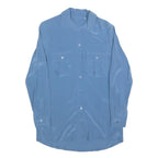 Womens Blue Basic Shirt Long Sleeve Collared Plain Size S Casual Office