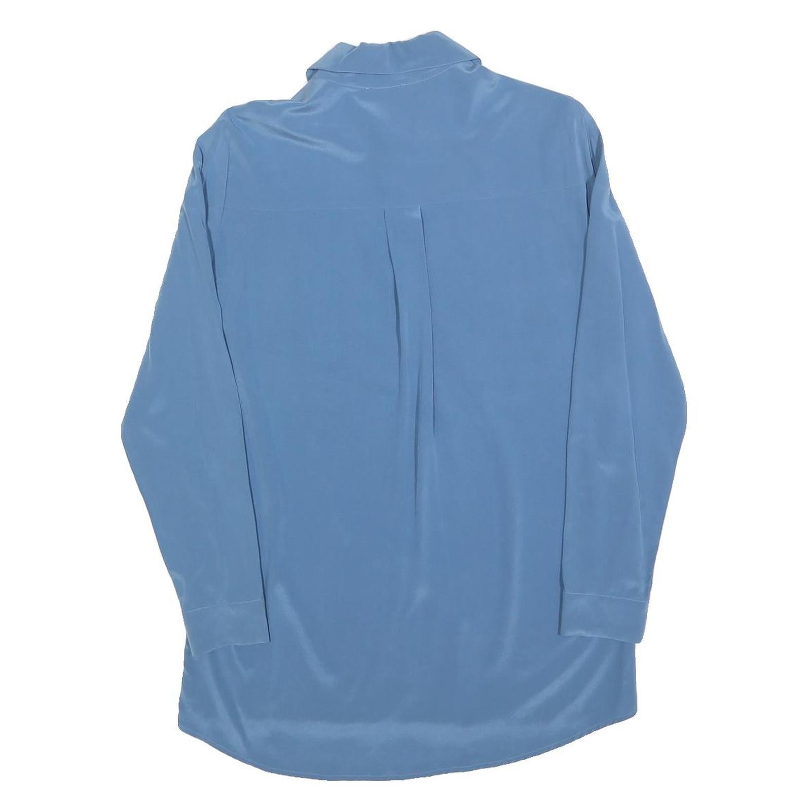 Womens Blue Basic Shirt Long Sleeve Collared Plain Size S Casual Office