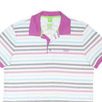 HUGO BOSS Mens Purple & White Striped Short Sleeve Polo Shirt XL Cotton Blend