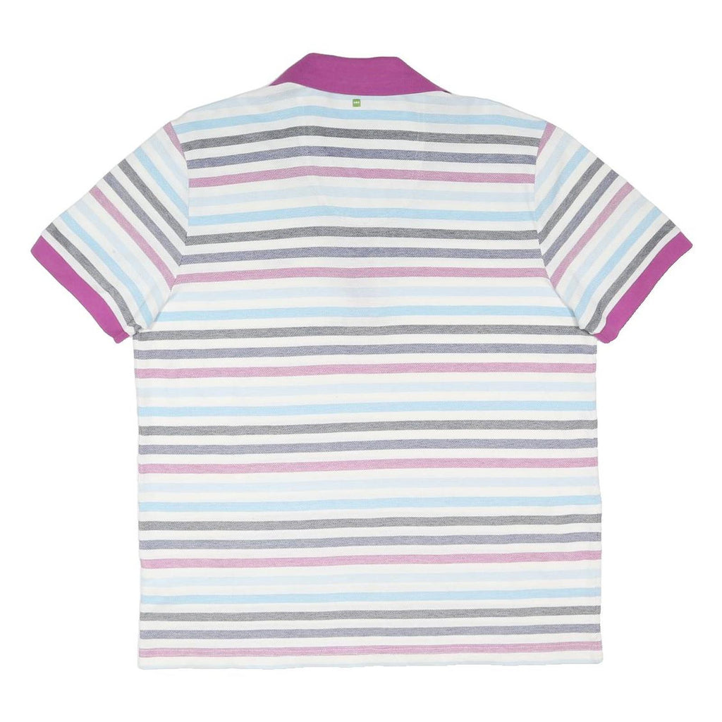 HUGO BOSS Mens Purple & White Striped Short Sleeve Polo Shirt XL Cotton Blend
