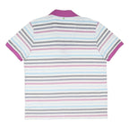 HUGO BOSS Mens Purple & White Striped Short Sleeve Polo Shirt XL Cotton Blend