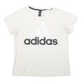 ADIDAS Womens White Cotton Blend Graphic T-Shirt L Short Sleeve Crew Neck Logo