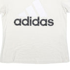 ADIDAS Womens White Cotton Blend Graphic T-Shirt L Short Sleeve Crew Neck Logo