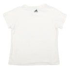 ADIDAS Womens White Cotton Blend Graphic T-Shirt L Short Sleeve Crew Neck Logo