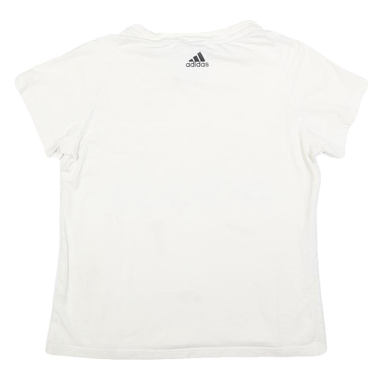 ADIDAS Womens White Cotton Blend Graphic T-Shirt L Short Sleeve Crew Neck Logo