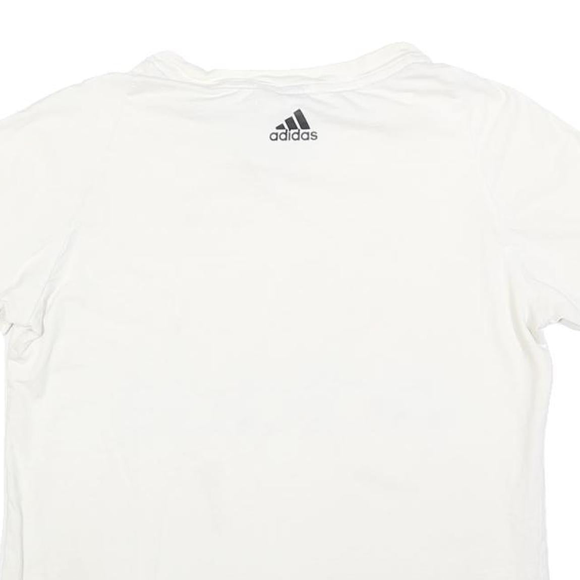 ADIDAS Womens White Cotton Blend Graphic T-Shirt L Short Sleeve Crew Neck Logo