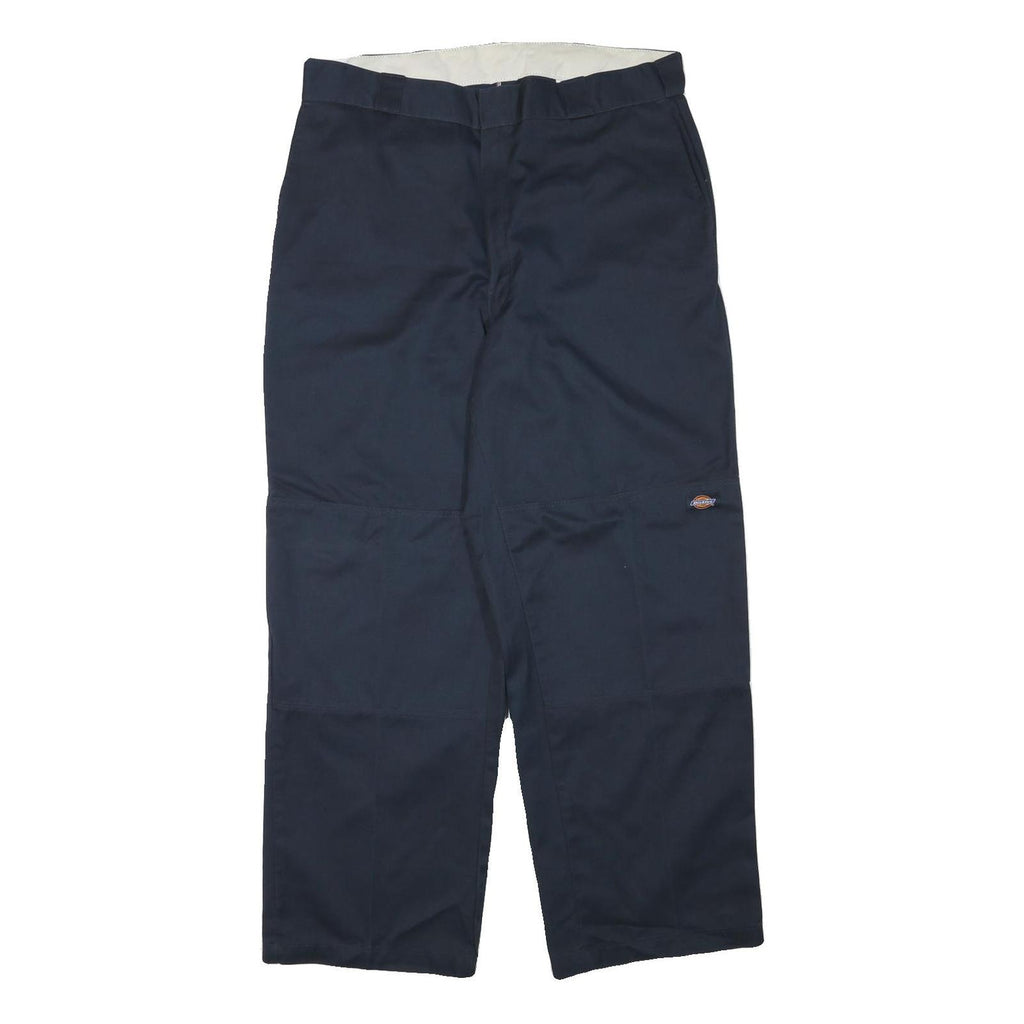 DICKIES Mens Navy Relaxed Straight Cotton Blend Trousers W36 L31 Workwear