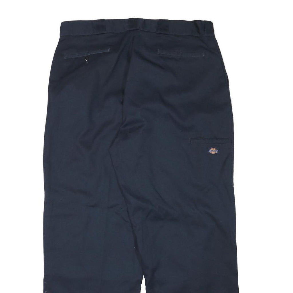 DICKIES Mens Navy Relaxed Straight Cotton Blend Trousers W36 L31 Workwear