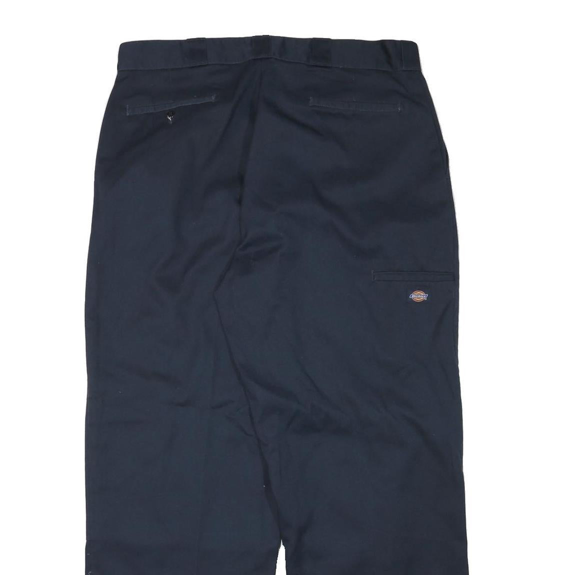 DICKIES Mens Navy Relaxed Straight Cotton Blend Trousers W36 L31 Workwear