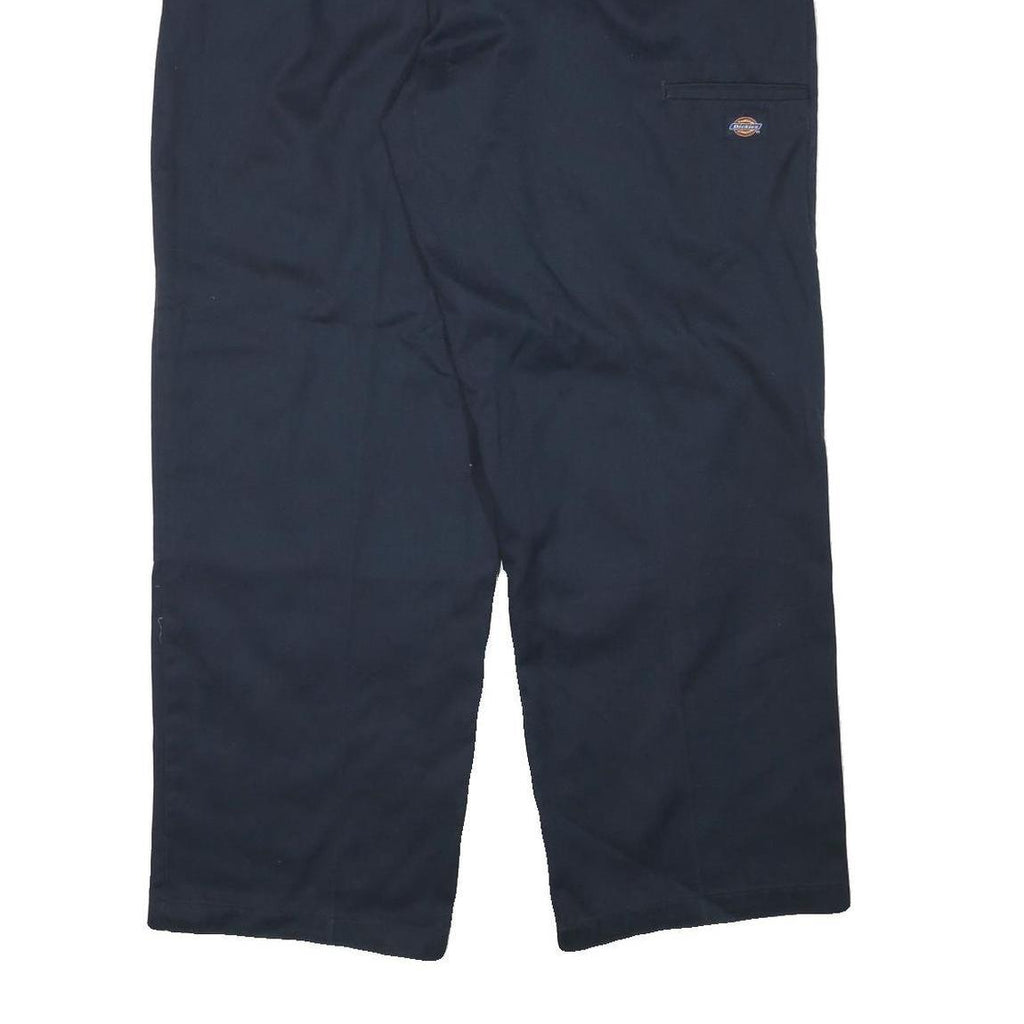 DICKIES Mens Navy Relaxed Straight Cotton Blend Trousers W36 L31 Workwear