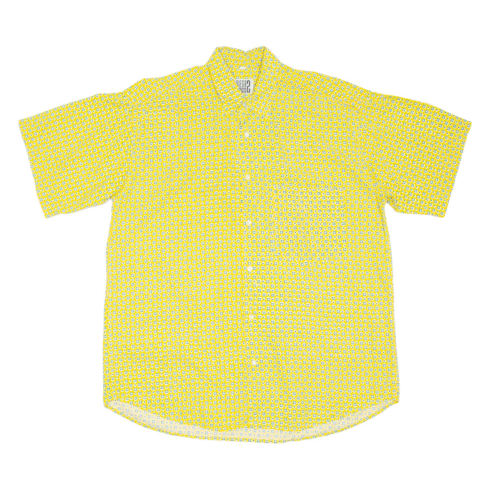DIEGO 2 COMPANY Mens Shirt Yellow Crazy Pattern M