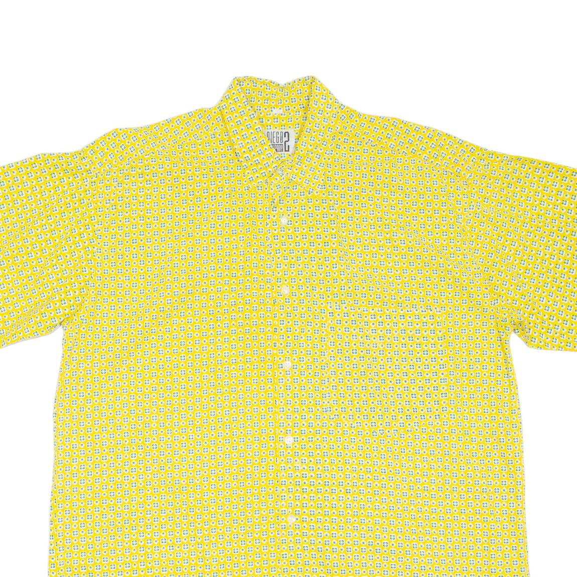 DIEGO 2 COMPANY Mens Shirt Yellow Crazy Pattern M