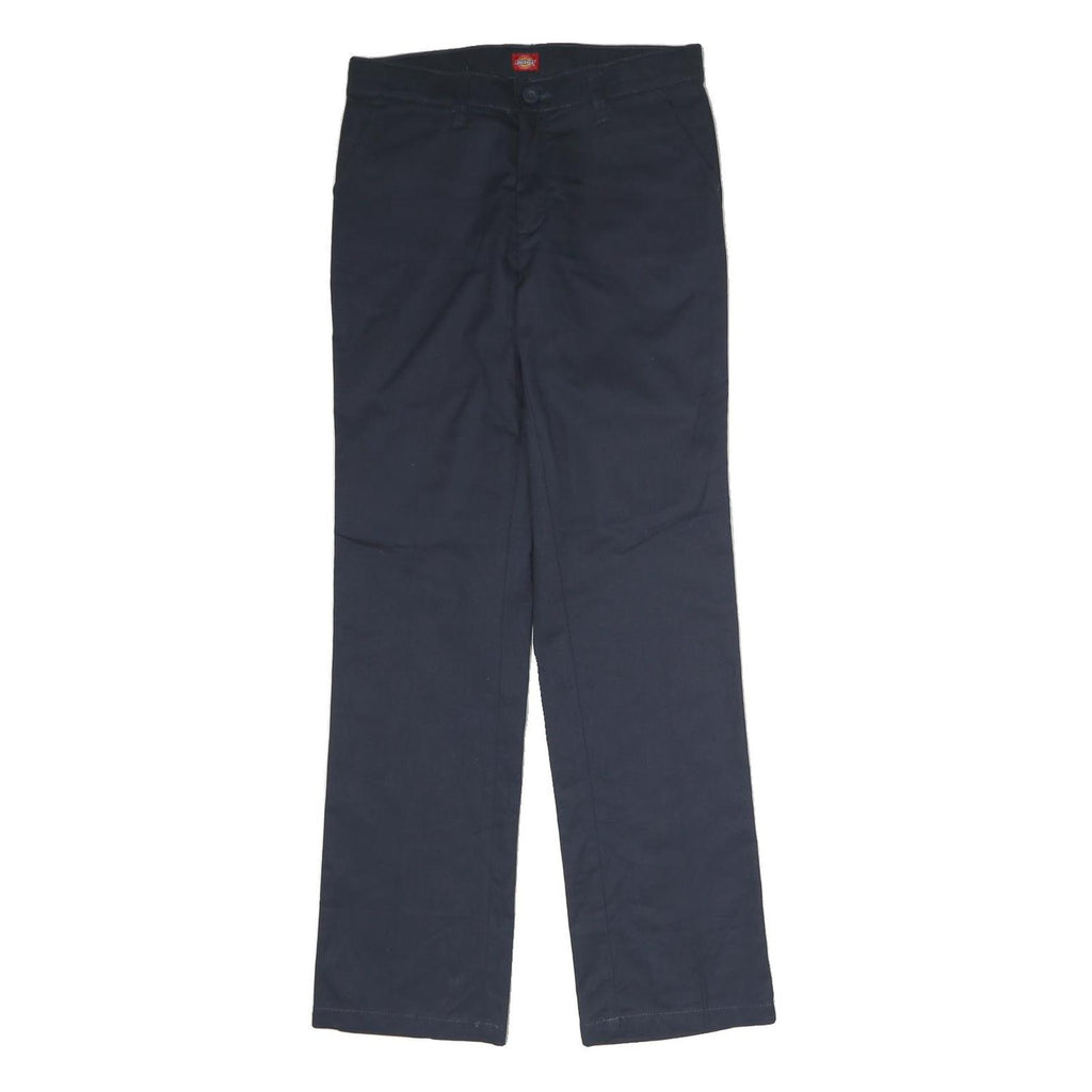 DICKIES Mens Cotton Blend Navy Regular Straight Trousers W28 L28 Workwear Zip