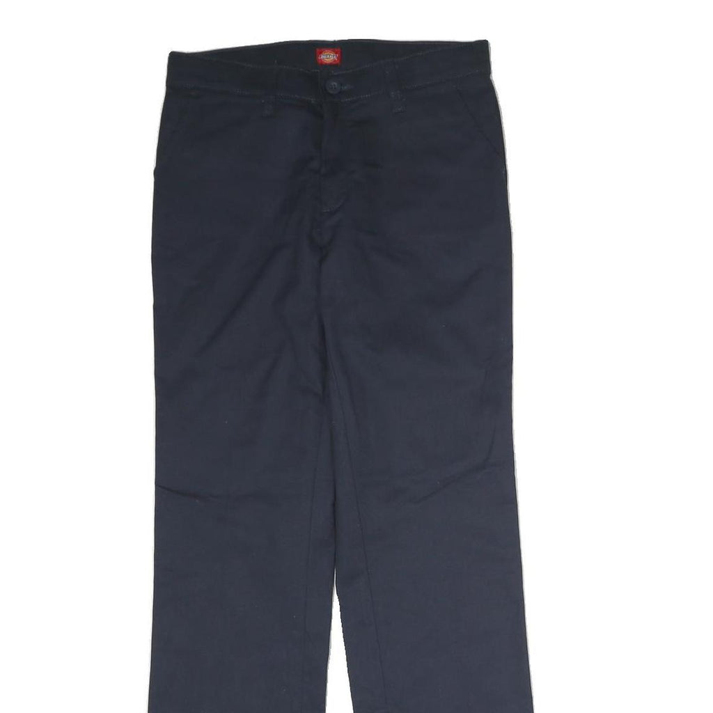 DICKIES Mens Cotton Blend Navy Regular Straight Trousers W28 L28 Workwear Zip