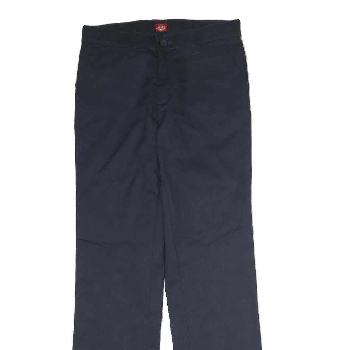 DICKIES Mens Cotton Blend Navy Regular Straight Trousers W28 L28 Workwear Zip