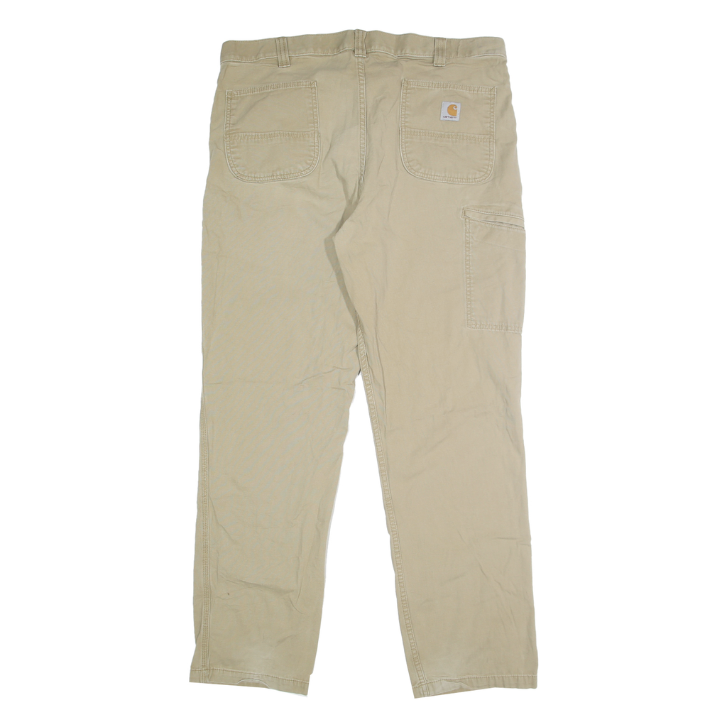 CARHARTT Mens Cotton Blend Beige Relaxed Straight Trousers W40 L34 Workwear Zip
