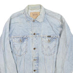WRANGLER Mens Blue Denim Jacket M Cotton Blend Button Front Classic Western