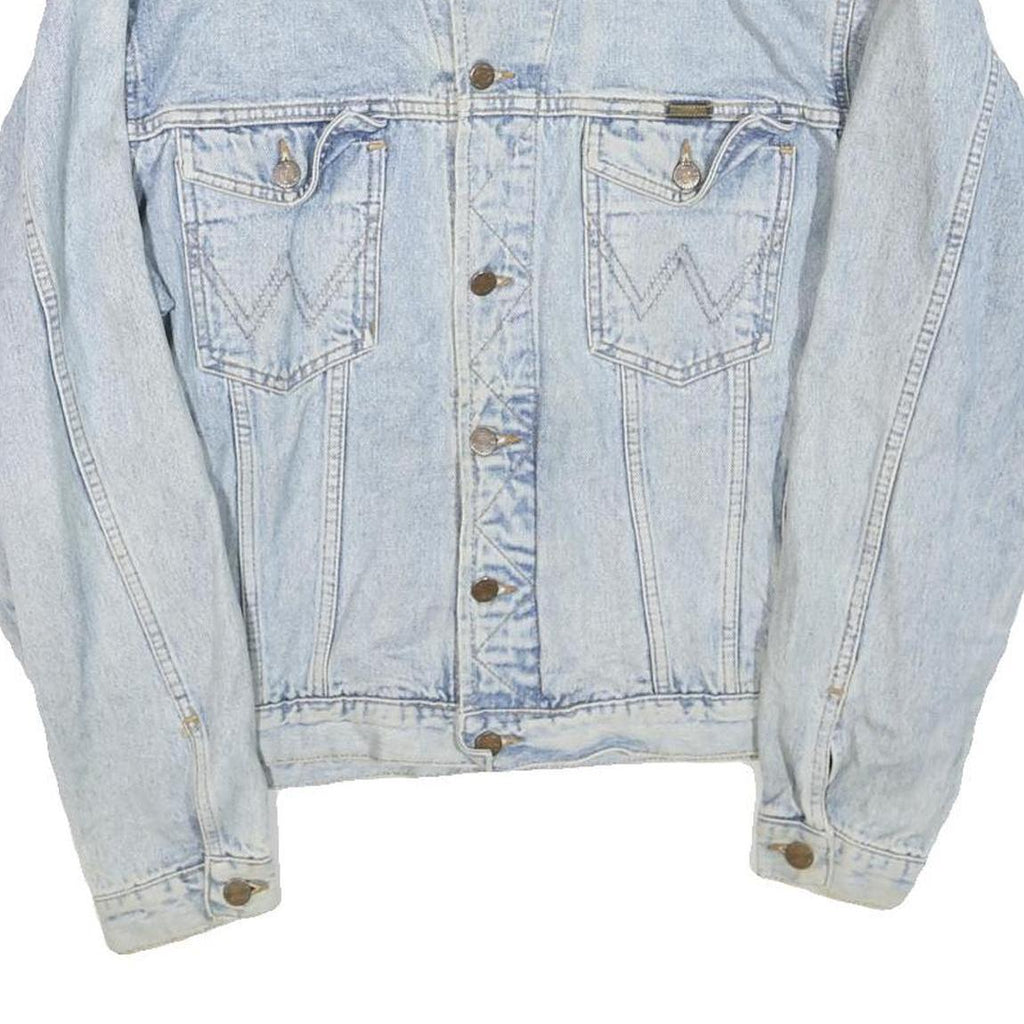 WRANGLER Mens Blue Denim Jacket M Cotton Blend Button Front Classic Western
