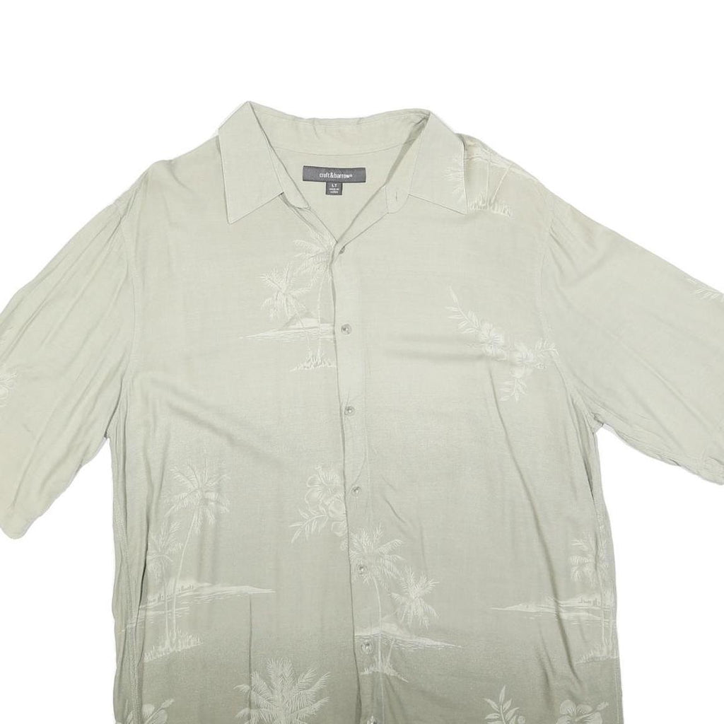 CROFT & BARROW Mens Beige Rayon L Tropical Print Short Sleeve Shirt