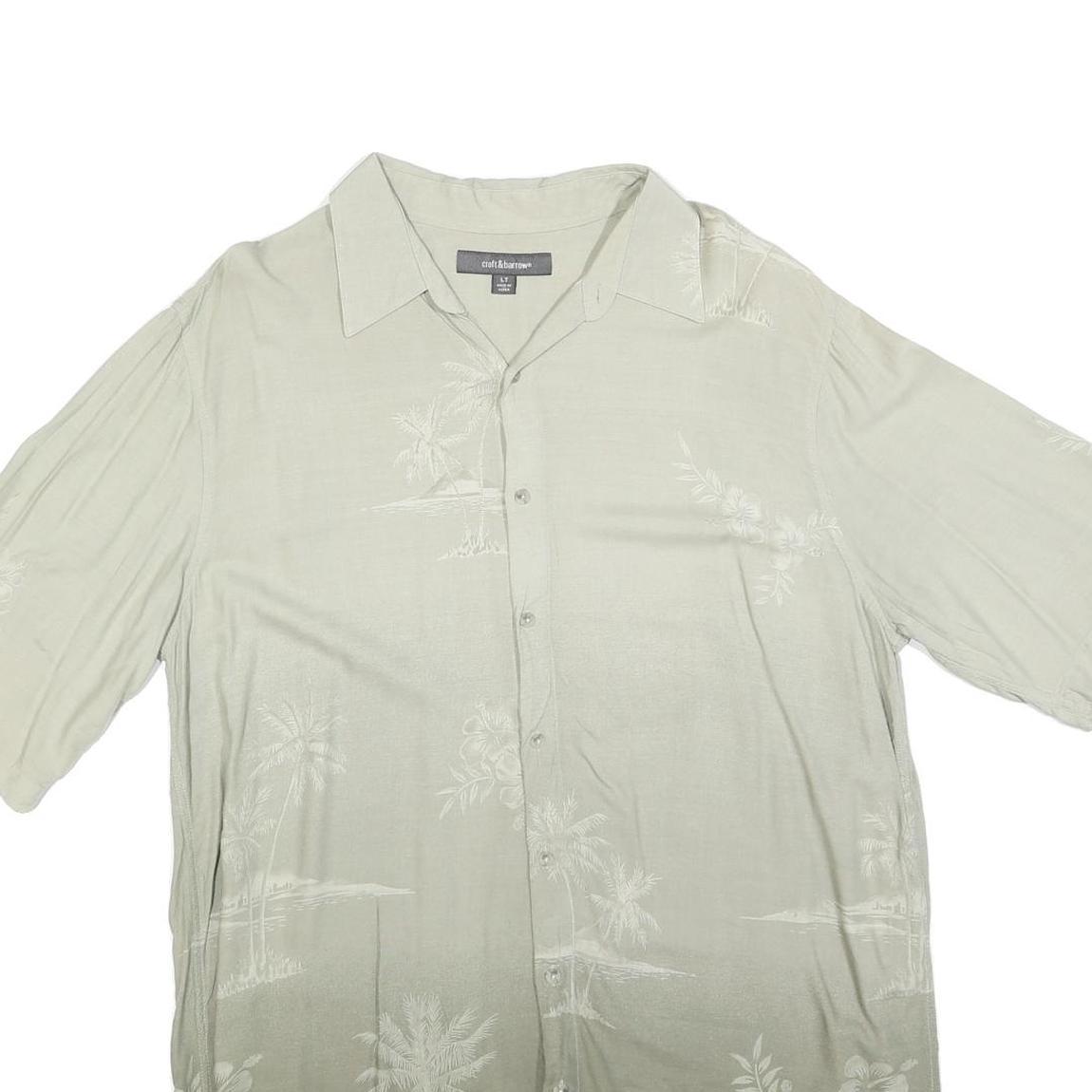 CROFT & BARROW Mens Beige Rayon L Tropical Print Short Sleeve Shirt