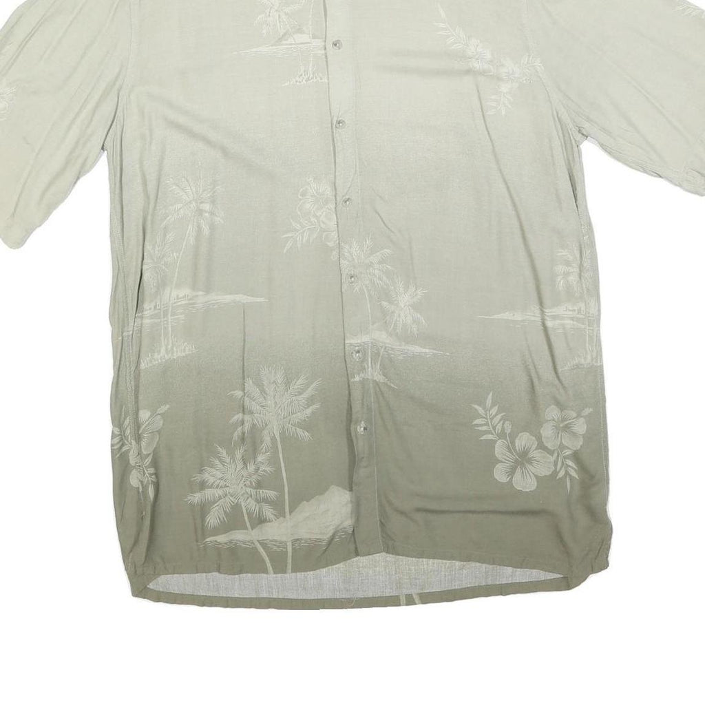 CROFT & BARROW Mens Beige Rayon L Tropical Print Short Sleeve Shirt