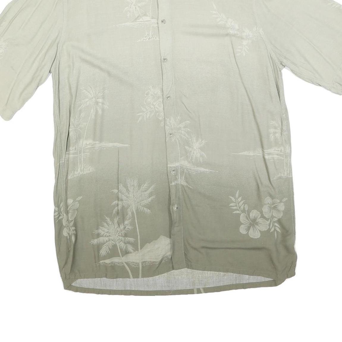 CROFT & BARROW Mens Beige Rayon L Tropical Print Short Sleeve Shirt