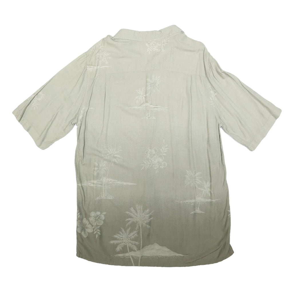 CROFT & BARROW Mens Beige Rayon L Tropical Print Short Sleeve Shirt