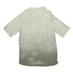CROFT & BARROW Mens Beige Rayon L Tropical Print Short Sleeve Shirt