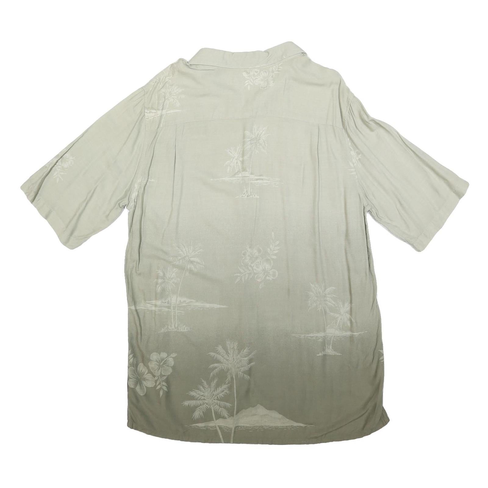 CROFT & BARROW Mens Beige Rayon L Tropical Print Short Sleeve Shirt