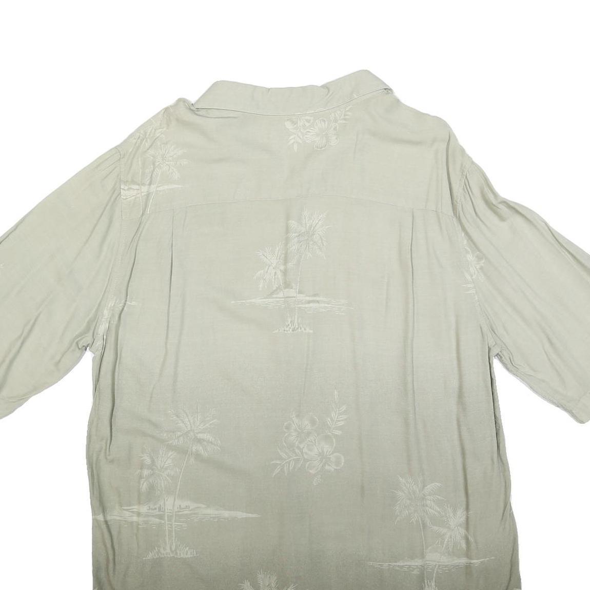 CROFT & BARROW Mens Beige Rayon L Tropical Print Short Sleeve Shirt