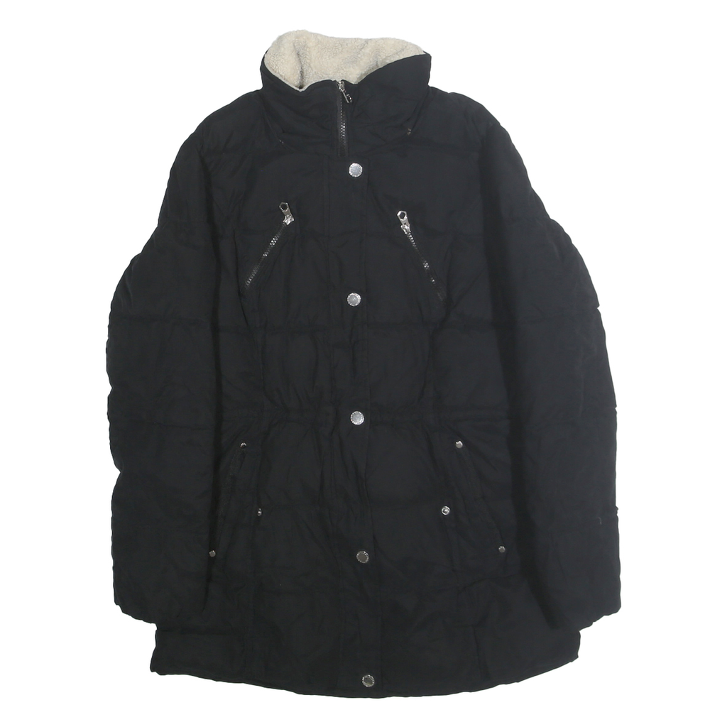 NAUTICA Womens Black Quilted Jacket M Polyester Blend Zip Warm Casual Outerwear
