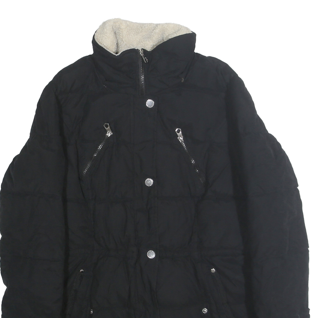 NAUTICA Womens Black Quilted Jacket M Polyester Blend Zip Warm Casual Outerwear