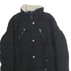 NAUTICA Womens Black Quilted Jacket M Polyester Blend Zip Warm Casual Outerwear
