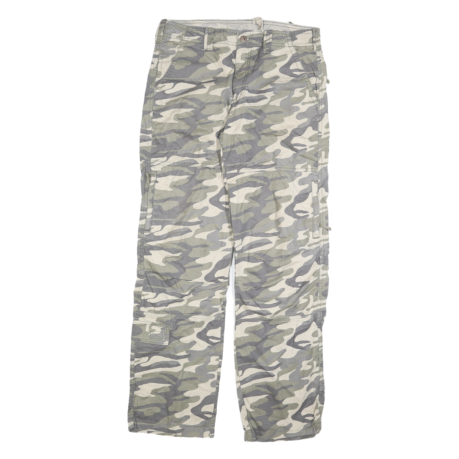 ANGELO LITRICO Mens Regular Fit Camouflage Trousers W32 L32 Polyester Zip