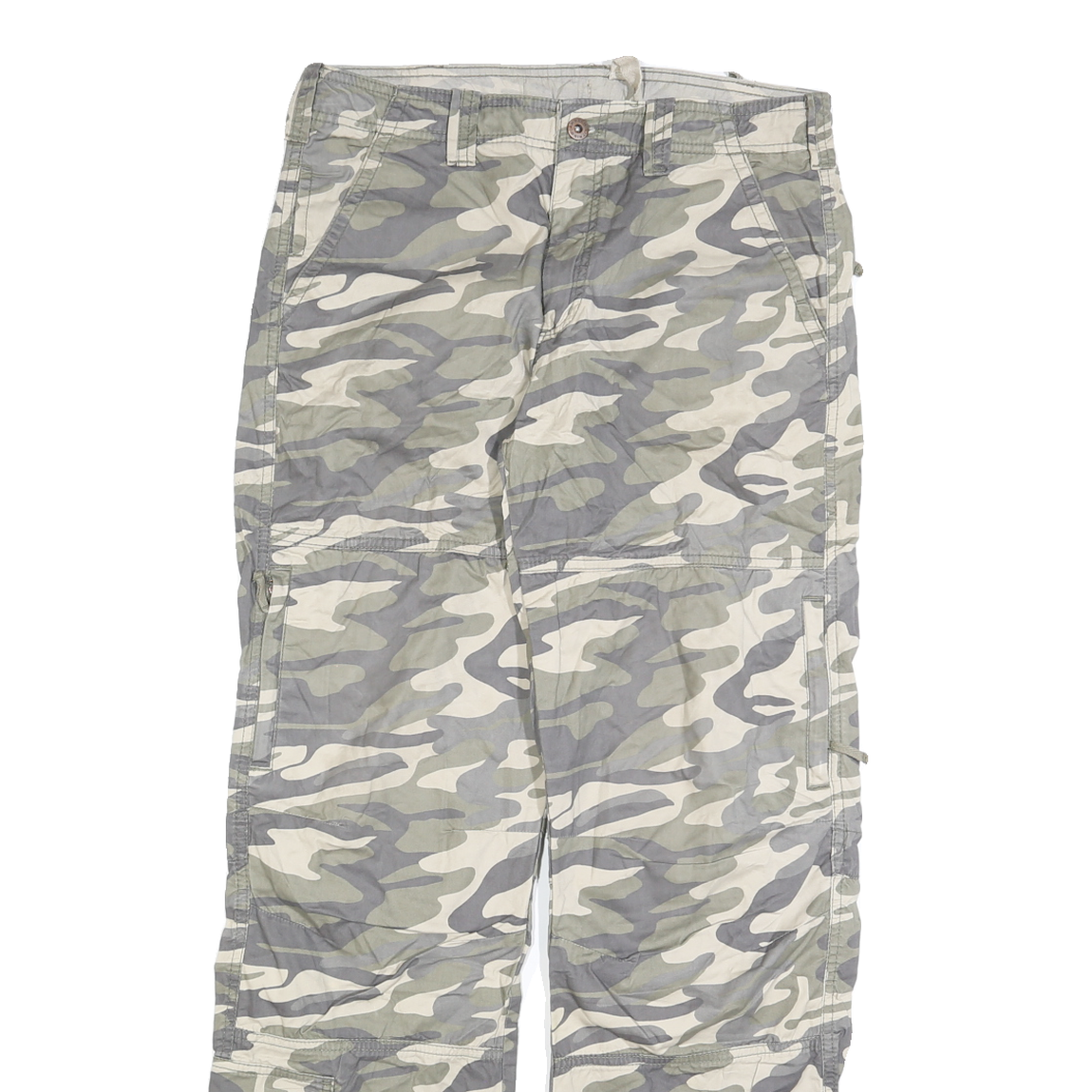 ANGELO LITRICO Mens Regular Fit Camouflage Trousers W32 L32 Polyester Zip