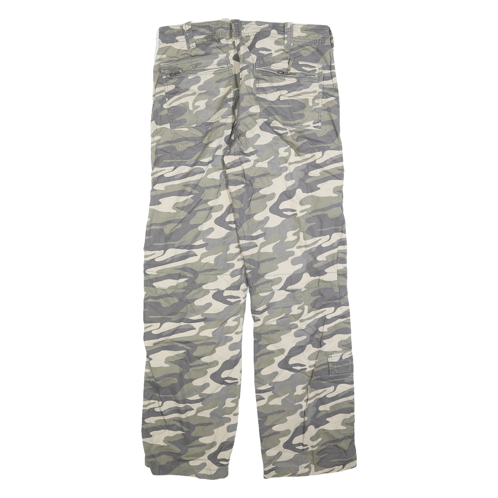 ANGELO LITRICO Mens Regular Fit Camouflage Trousers W32 L32 Polyester Zip