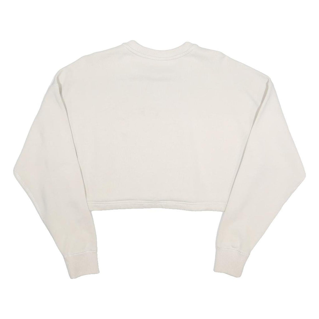 PUMA Womens Cream Cropped Sweatshirt S Cotton Blend Crew Neck Casual Style
