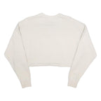 PUMA Womens Cream Cropped Sweatshirt S Cotton Blend Crew Neck Casual Style