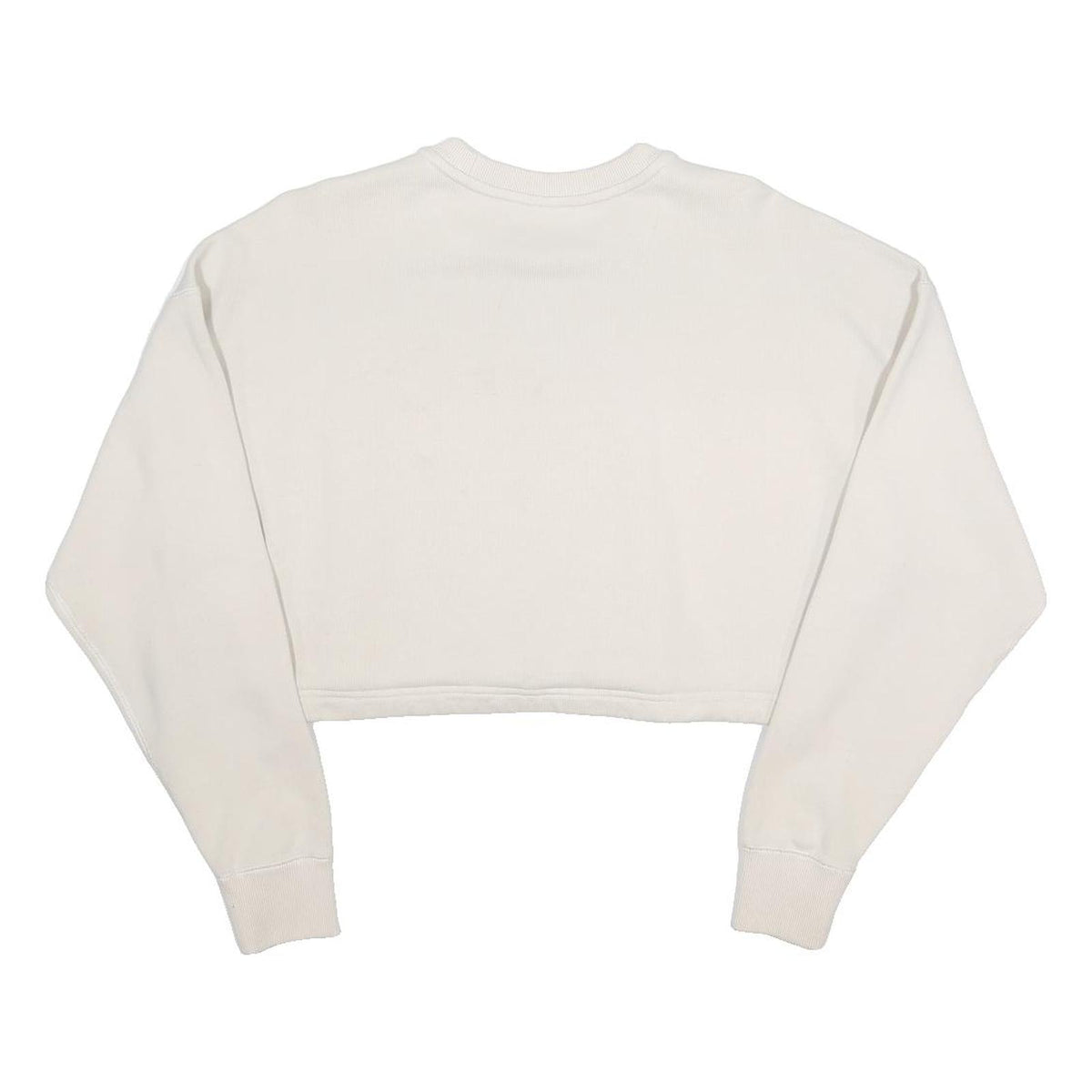 PUMA Womens Cream Cropped Sweatshirt S Cotton Blend Crew Neck Casual Style