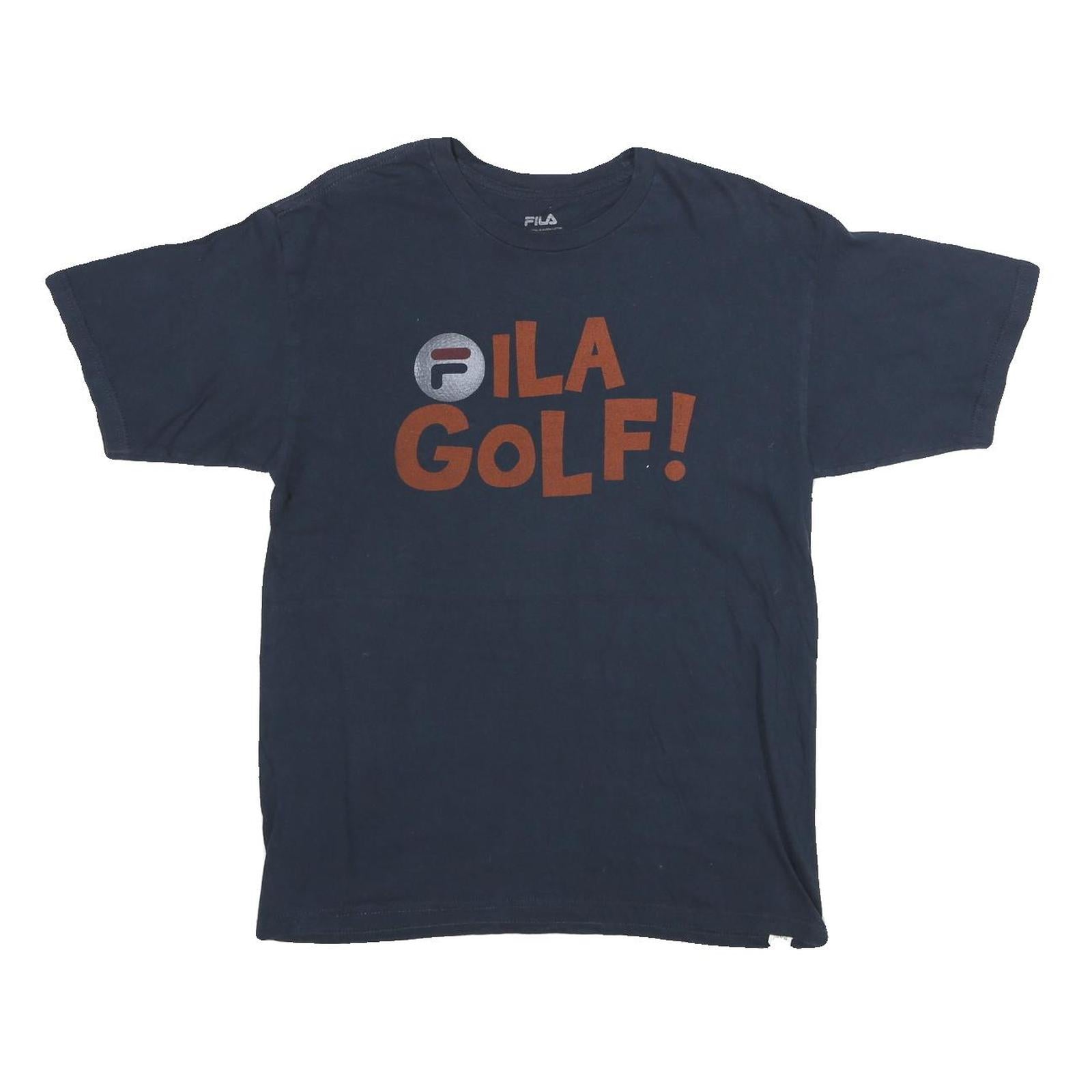 FILA Mens Navy Blue Graphic T-Shirt M Short Sleeve Crew Neck Golf Clubhouse