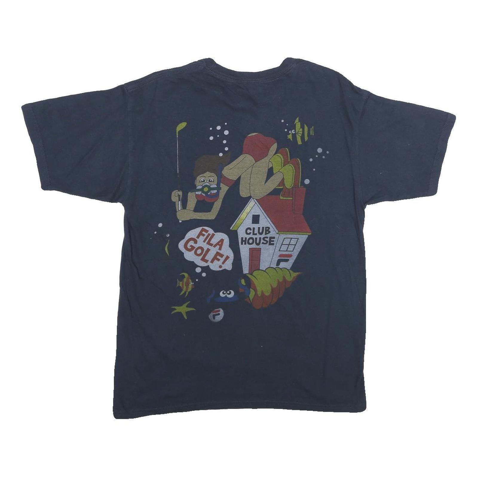 FILA Mens Navy Blue Graphic T-Shirt M Short Sleeve Crew Neck Golf Clubhouse