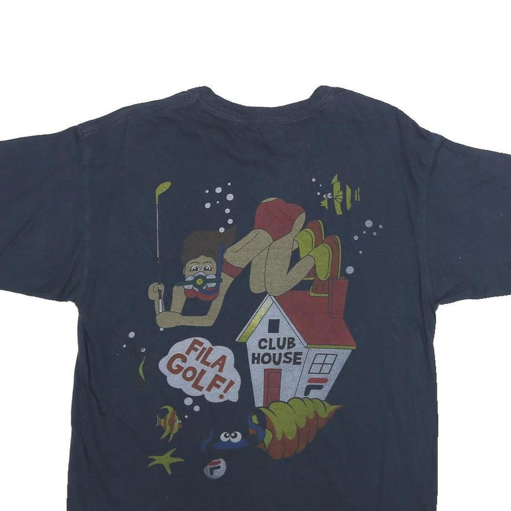 FILA Mens Navy Blue Graphic T-Shirt M Short Sleeve Crew Neck Golf Clubhouse