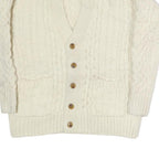 Womens Cream Coogie Style Jumper Cable Knit Button Neck Wool L Soft Knitwear